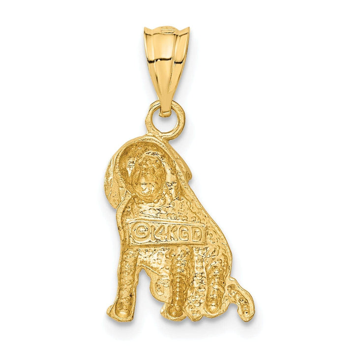 Lovely Rita's Pendants & Charms 14k Yellow Gold Diamond Cut Brushed Finish Solid Dog Charm Pendant