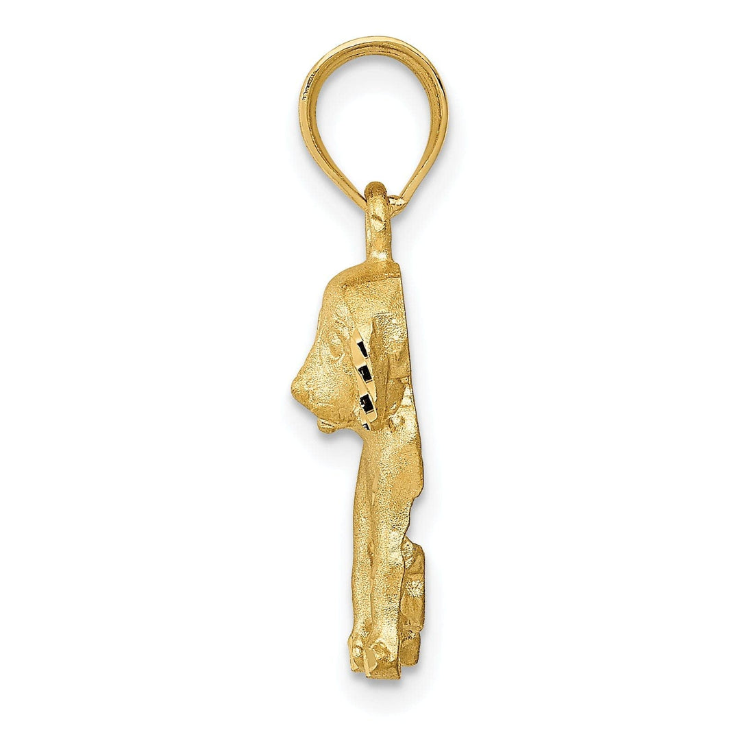 Lovely Rita's Pendants & Charms 14k Yellow Gold Diamond Cut Brushed Finish Solid Dog Charm Pendant