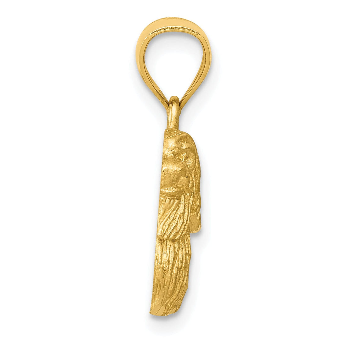 Lovely Rita's Pendants & Charms 14k Yellow Gold Diamond-cut Concave Casted Solid Brushed Finish Shih Tzu Charm Pendant