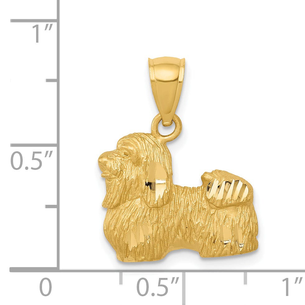 Lovely Rita's Pendants & Charms 14k Yellow Gold Diamond-cut Concave Casted Solid Brushed Finish Shih Tzu Charm Pendant