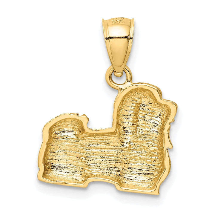 Lovely Rita's Pendants & Charms 14k Yellow Gold Diamond-cut Concave Casted Solid Brushed Finish Shih Tzu Charm Pendant