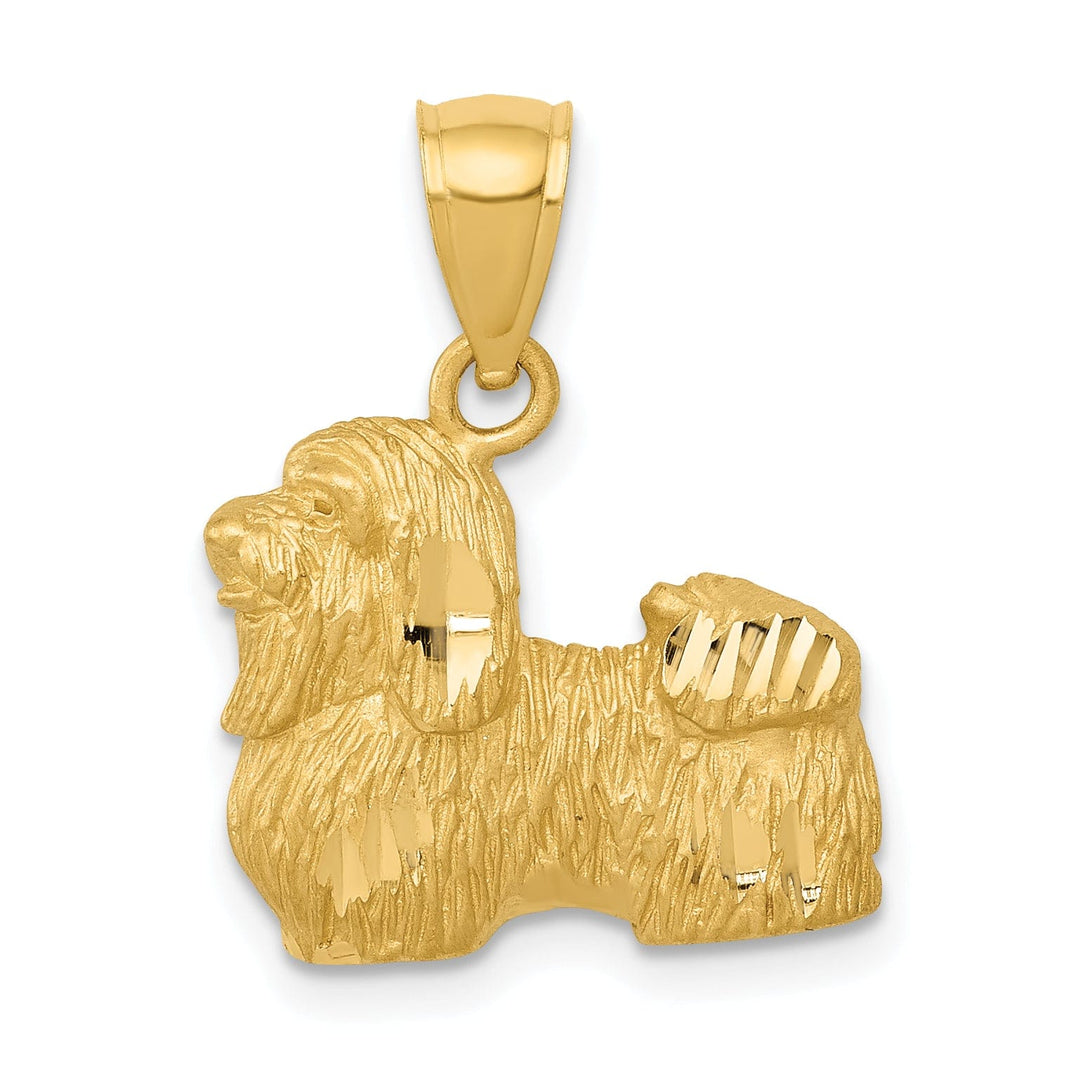 Lovely Rita's Pendants & Charms 14k Yellow Gold Diamond-cut Concave Casted Solid Brushed Finish Shih Tzu Charm Pendant