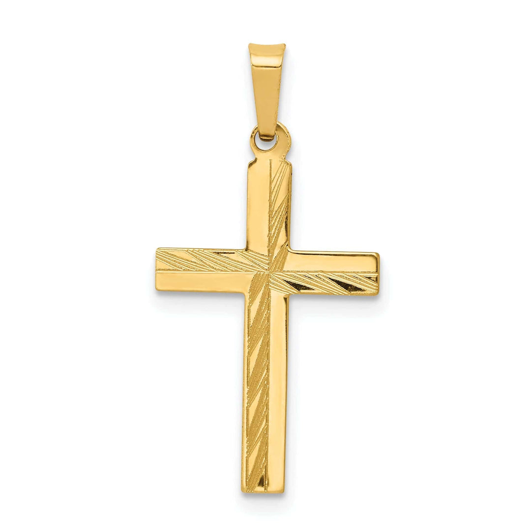 Lovely Rita's Pendants & Charms 14k Yellow Gold Diamond Cut Hollow Cross Pendant