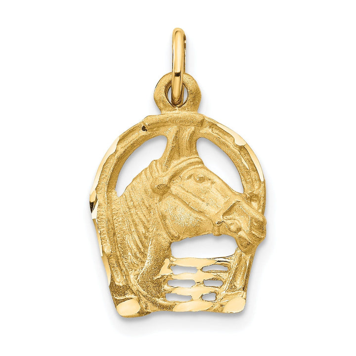 Lovely Rita's Pendants & Charms 14k Yellow Gold Diamond-cut Horse Head in Horseshoe Charm