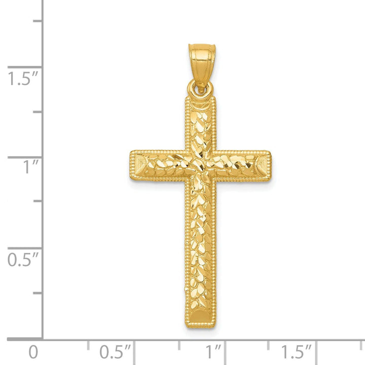 Lovely Rita's Pendants & Charms 14k Yellow Gold Diamond Cut Latin Cross Pendant