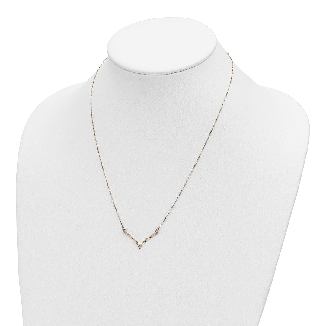 Lovely Rita's Pendants & Charms 14k Yellow Gold Diamond Cut Polished Finish Fancy V-Shape Pendant Design in a 18-inch Cable Chain Necklace Set