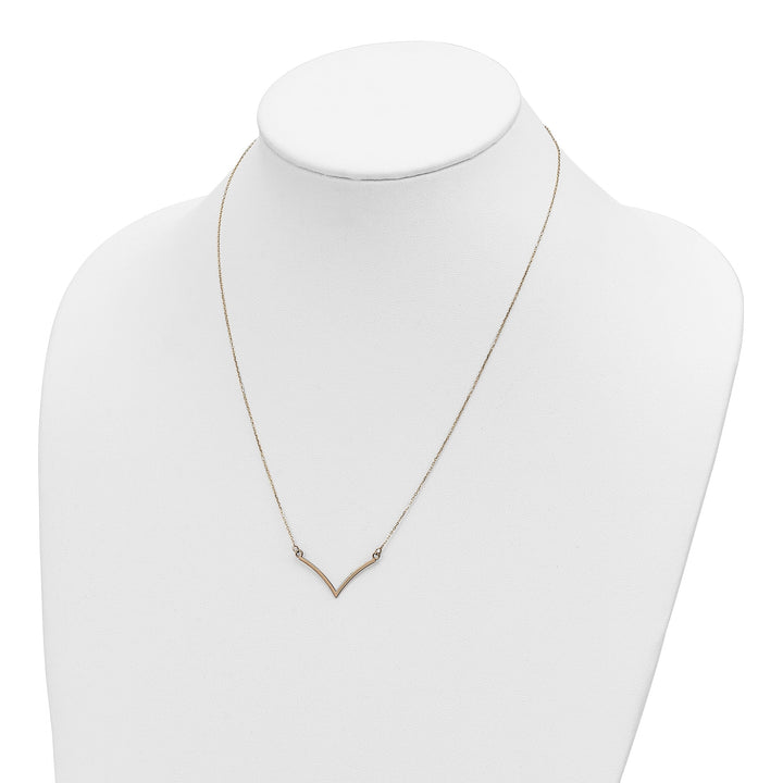 Lovely Rita's Pendants & Charms 14k Yellow Gold Diamond Cut Polished Finish Fancy V-Shape Pendant Design in a 18-inch Cable Chain Necklace Set