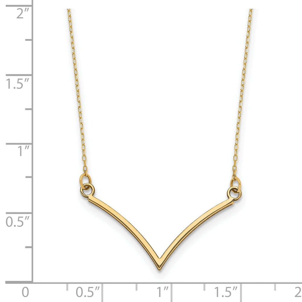 Lovely Rita's Pendants & Charms 14k Yellow Gold Diamond Cut Polished Finish Fancy V-Shape Pendant Design in a 18-inch Cable Chain Necklace Set