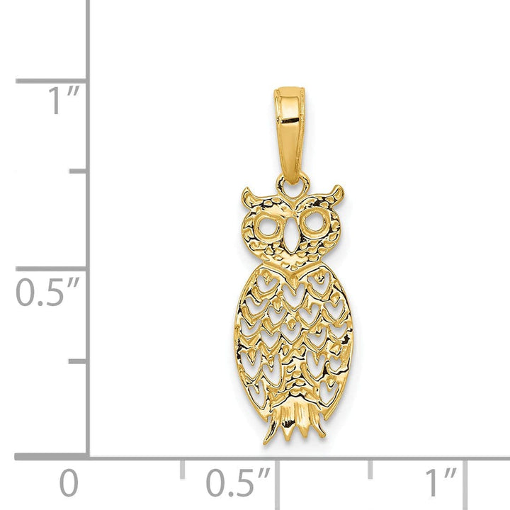Lovely Rita's Pendants & Charms 14K Yellow Gold  Diamond Cut Polished Finish Owl Charm Pendant