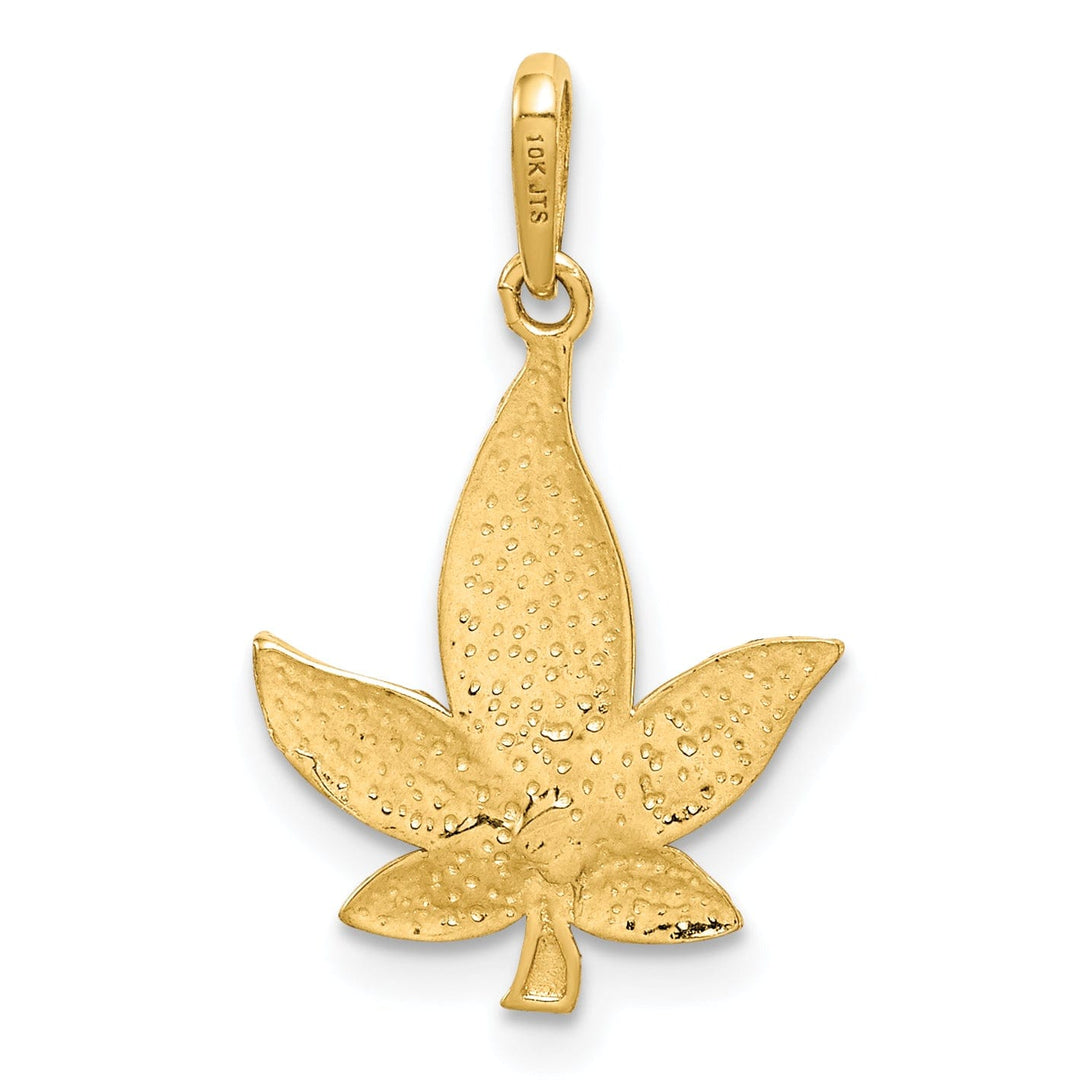 Lovely Rita's Pendants & Charms 14k Yellow Gold Diamond-Cut Solid Casted Textured Back Polished Finish Leaf Charm Pendant