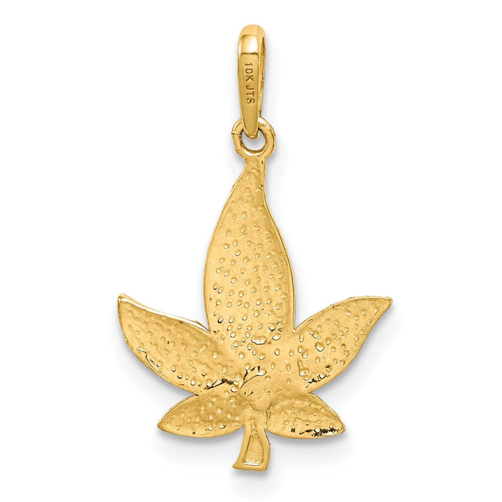 Lovely Rita's Pendants & Charms 14k Yellow Gold Diamond-Cut Solid Casted Textured Back Polished Finish Leaf Charm Pendant