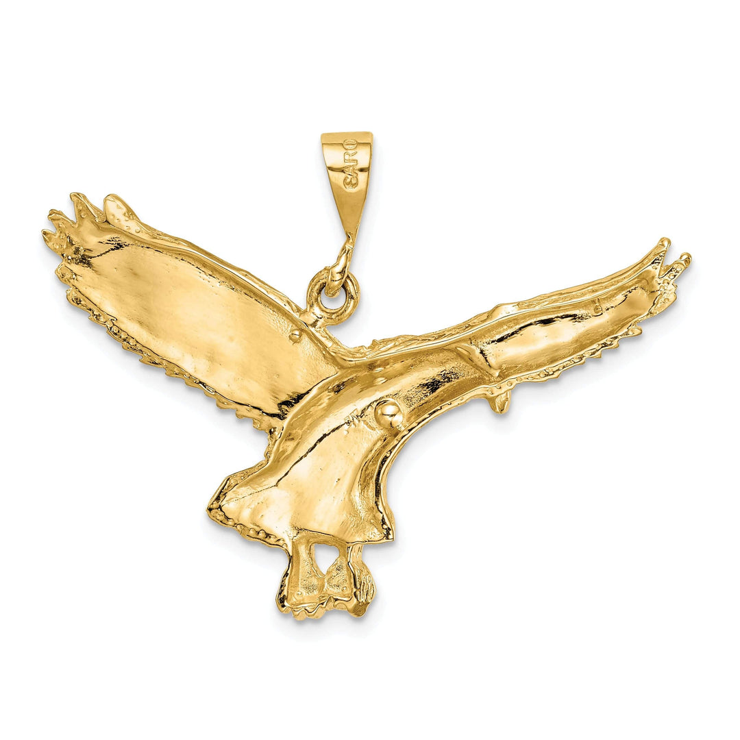 Lovely Rita's Pendants & Charms 14k Yellow Gold Diamond Cut Solid Texture Polished Finish Mens Eagle Pendant