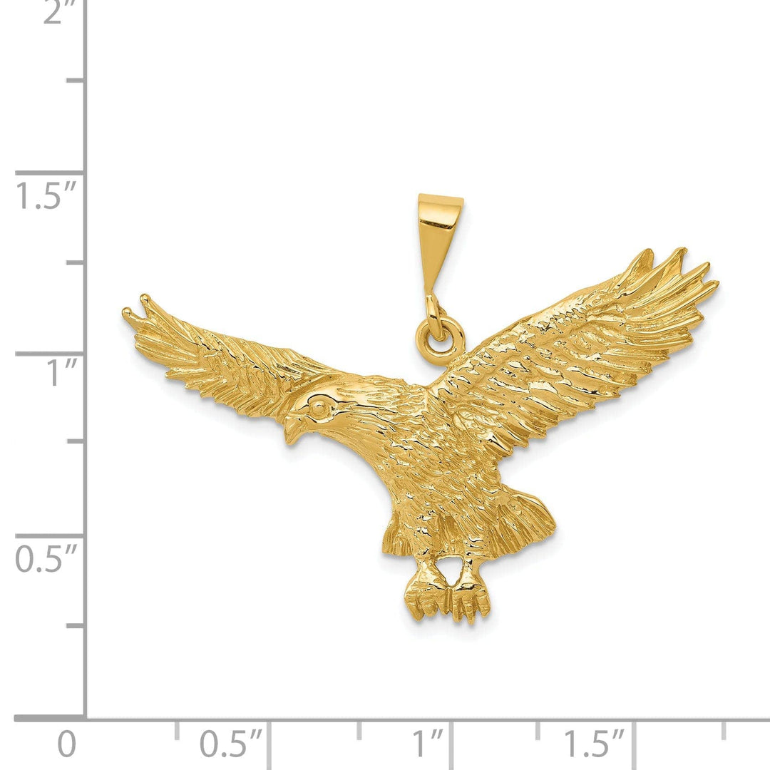 Lovely Rita's Pendants & Charms 14k Yellow Gold Diamond Cut Solid Texture Polished Finish Mens Eagle Pendant
