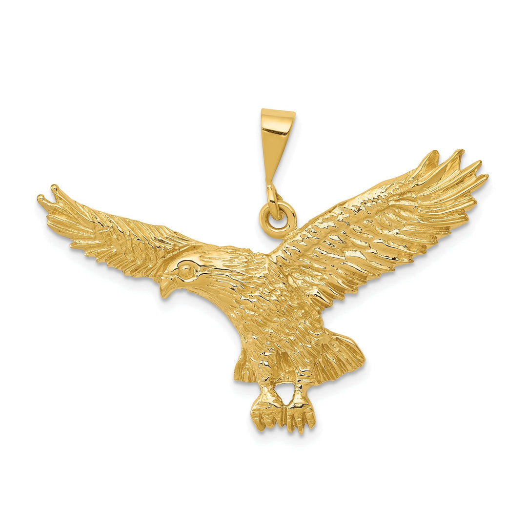Lovely Rita's Pendants & Charms 14k Yellow Gold Diamond Cut Solid Texture Polished Finish Mens Eagle Pendant