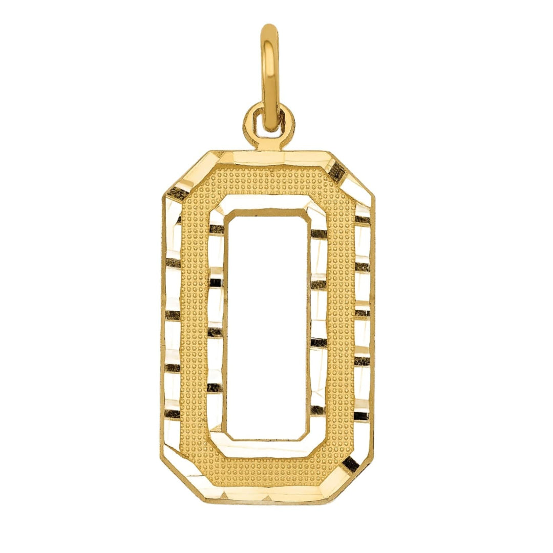 Lovely Rita's Pendants & Charms 14k Yellow Gold Diamond Cut Texture Finish Large Size Number 0 Charm Pendant