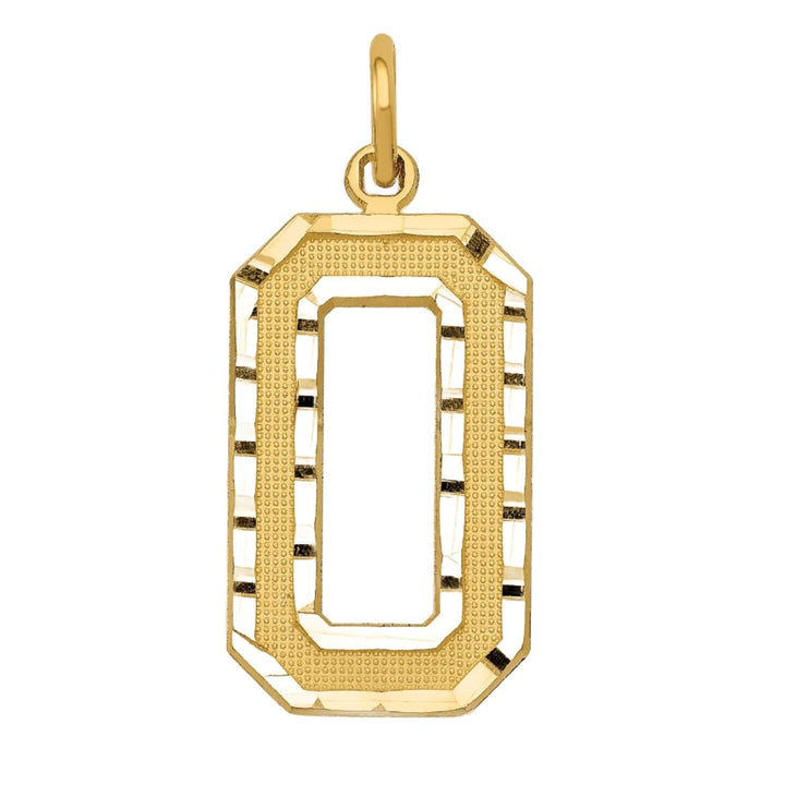 Lovely Rita's Pendants & Charms 14k Yellow Gold Diamond Cut Texture Finish Large Size Number 0 Charm Pendant