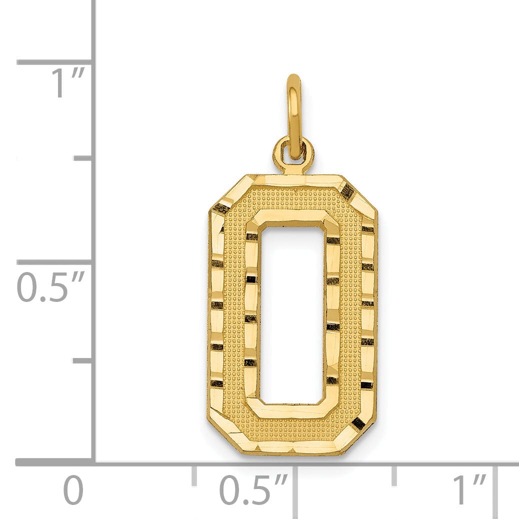 Lovely Rita's Pendants & Charms 14k Yellow Gold Diamond Cut Texture Finish Large Size Number 0 Charm Pendant