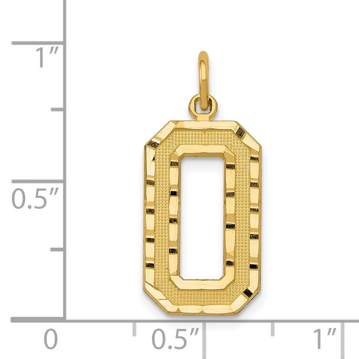 Lovely Rita's Pendants & Charms 14k Yellow Gold Diamond Cut Texture Finish Large Size Number 0 Charm Pendant