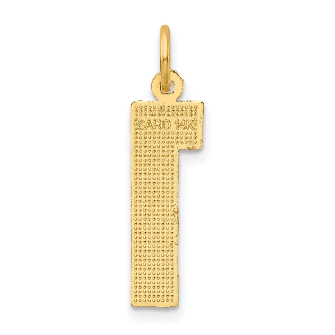 Lovely Rita's Pendants & Charms 14k Yellow Gold Diamond Cut Texture Finish Large Size Number 1 Charm Pendant