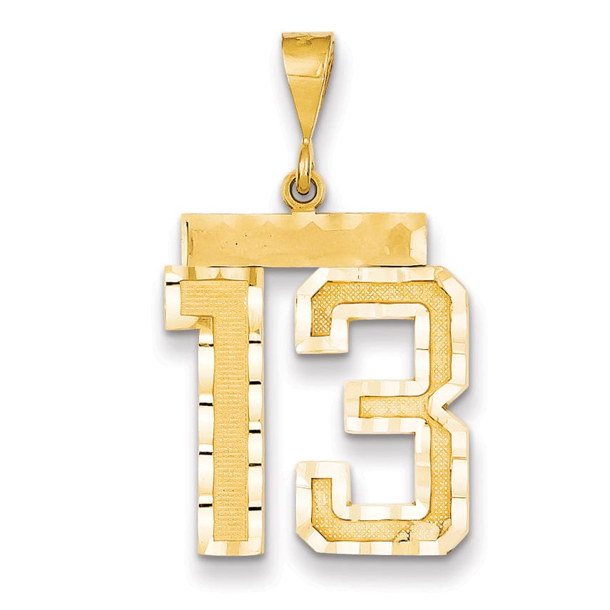 Lovely Rita's Pendants & Charms 14k Yellow Gold Diamond Cut Texture Finish Large Size Number 13 Charm Pendant