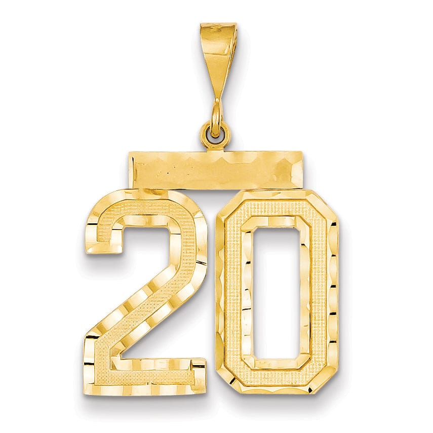 Lovely Rita's Pendants & Charms 14k Yellow Gold Diamond Cut Texture Finish Large Size Number 20 Charm Pendant
