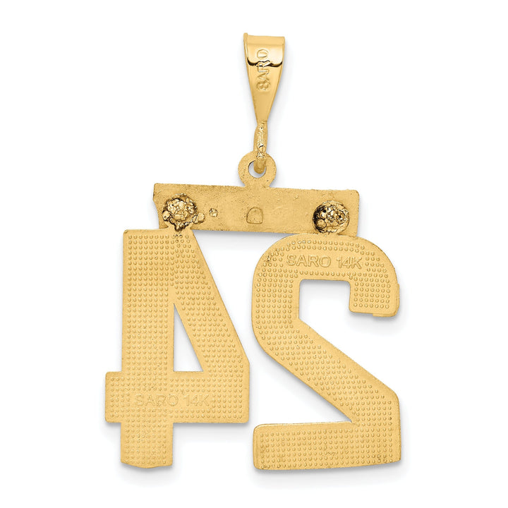 Lovely Rita's Pendants & Charms 14k Yellow Gold Diamond Cut Texture Finish Large Size Number 24 Charm Pendant
