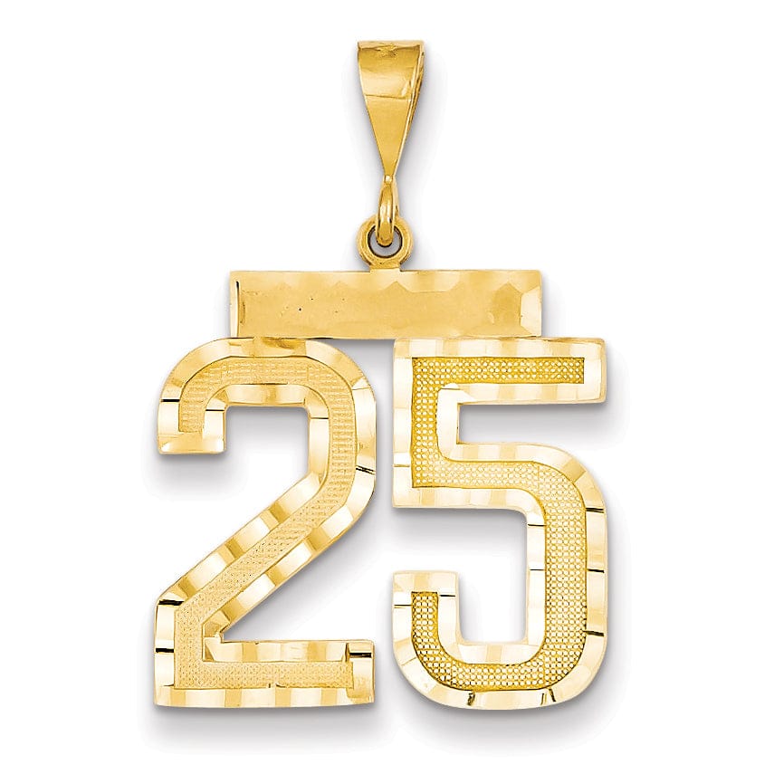 Lovely Rita's Pendants & Charms 14k Yellow Gold Diamond Cut Texture Finish Large Size Number 25 Charm Pendant