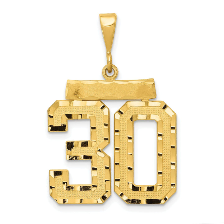 Lovely Rita's Pendants & Charms 14k Yellow Gold Diamond Cut Texture Finish Large Size Number 30 Charm Pendant
