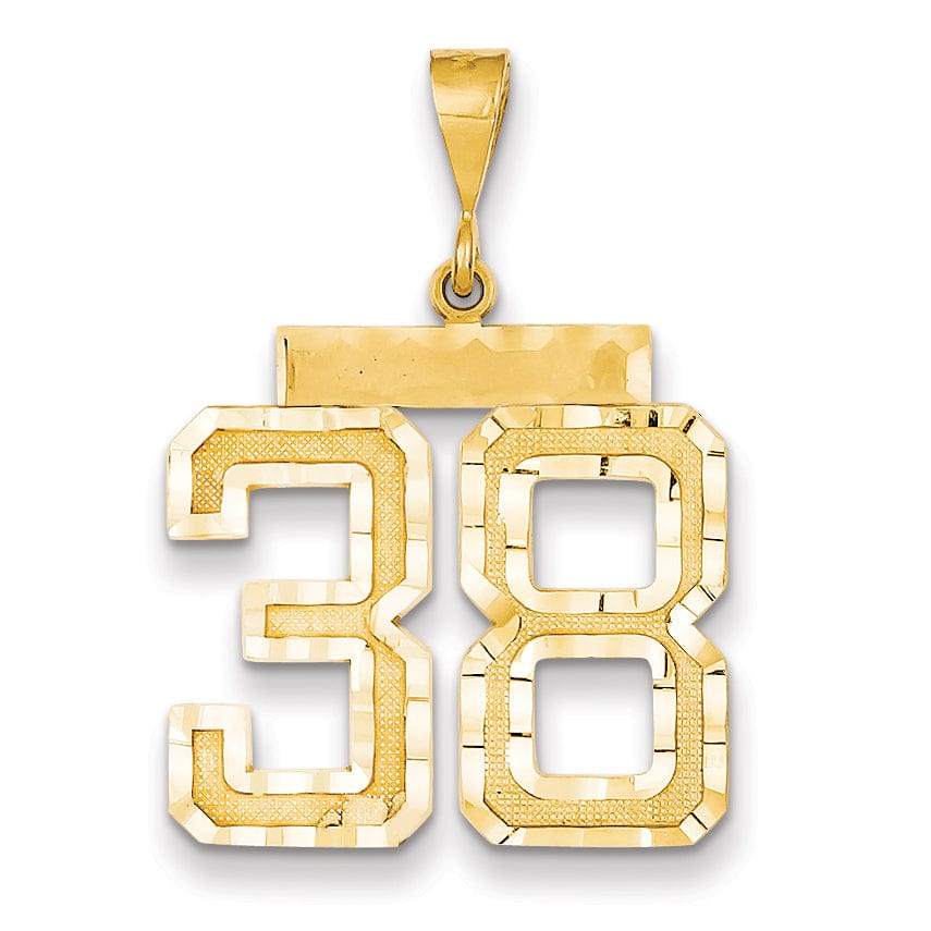 Lovely Rita's Pendants & Charms 14k Yellow Gold Diamond Cut Texture Finish Large Size Number 38 Charm Pendant