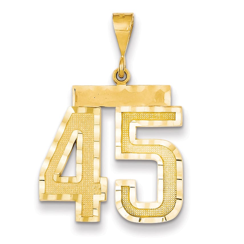 Lovely Rita's Pendants & Charms 14k Yellow Gold Diamond Cut Texture Finish Large Size Number 45 Charm Pendant