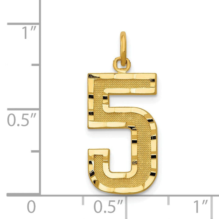 Lovely Rita's Pendants & Charms 14k Yellow Gold Diamond Cut Texture Finish Large Size Number 5 Charm Pendant