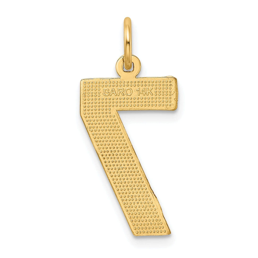 Lovely Rita's Pendants & Charms 14k Yellow Gold Diamond Cut Texture Finish Large Size Number 7 Charm Pendant