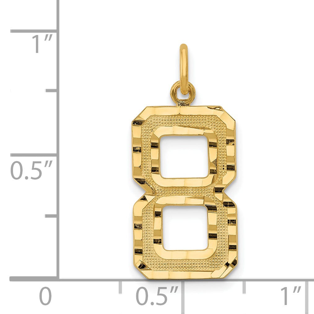 Lovely Rita's Pendants & Charms 14k Yellow Gold Diamond Cut Texture Finish Large Size Number 8 Charm Pendant