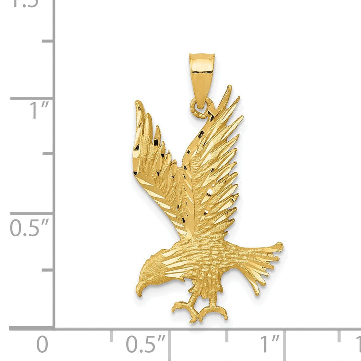 Lovely Rita's Pendants & Charms 14k Yellow Gold Diamond Cut Texture Finish Mens Eagle Charm Pendant