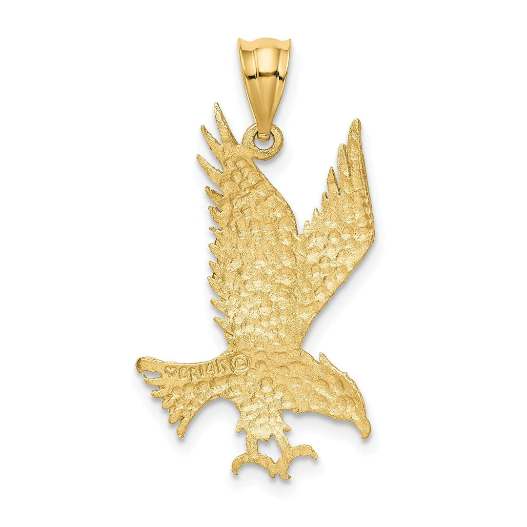 Lovely Rita's Pendants & Charms 14k Yellow Gold Diamond Cut Texture Finish Mens Eagle Charm Pendant