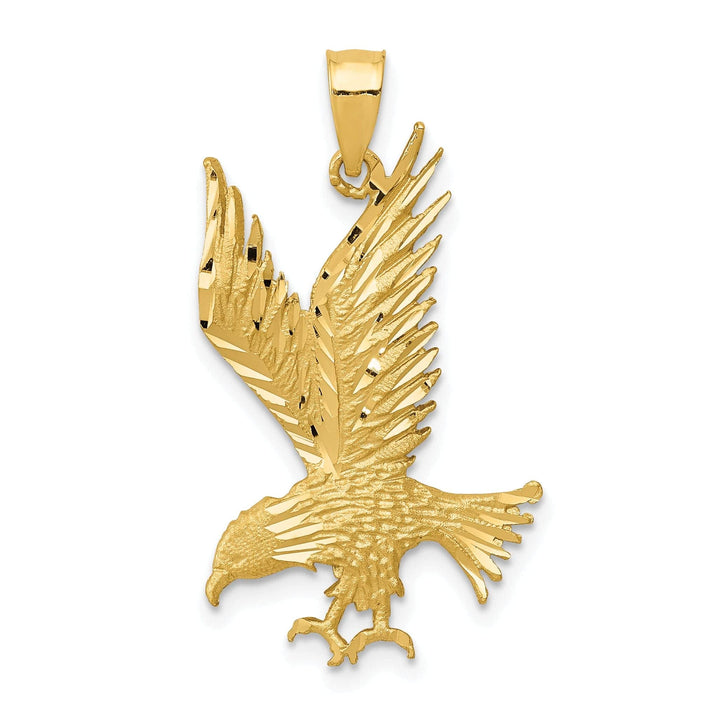 Lovely Rita's Pendants & Charms 14k Yellow Gold Diamond Cut Texture Finish Mens Eagle Charm Pendant