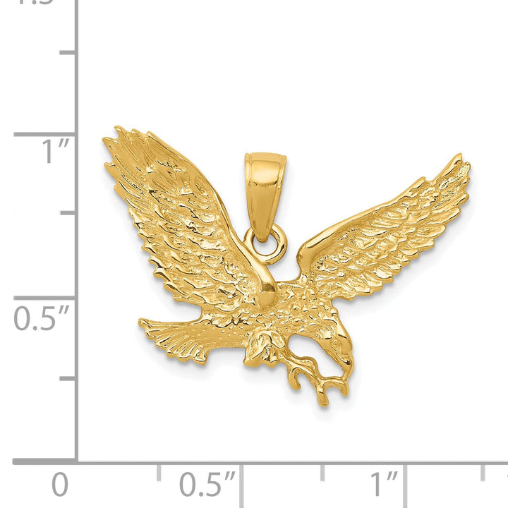 Lovely Rita's Pendants & Charms 14k Yellow Gold  Diamond Cut Texture Solid Polished Finish Mens Eagle Pendant