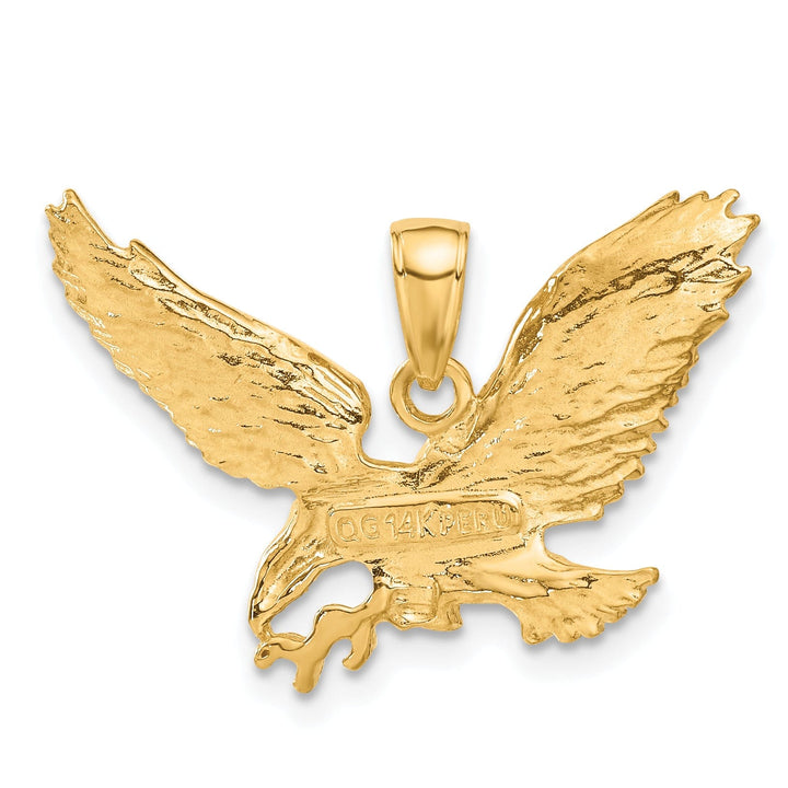 Lovely Rita's Pendants & Charms 14k Yellow Gold  Diamond Cut Texture Solid Polished Finish Mens Eagle Pendant