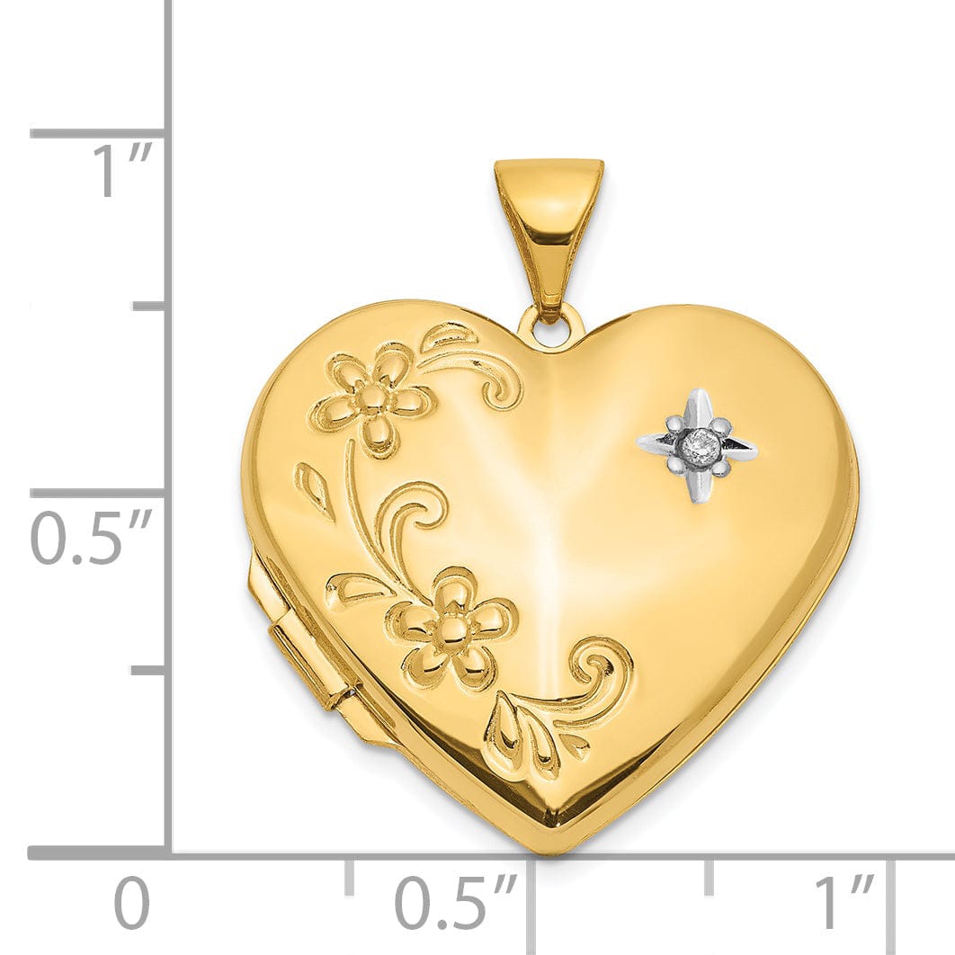 Lovely Rita's Pendants & Charms 14k Yellow Gold Diamond Family Heart Locket