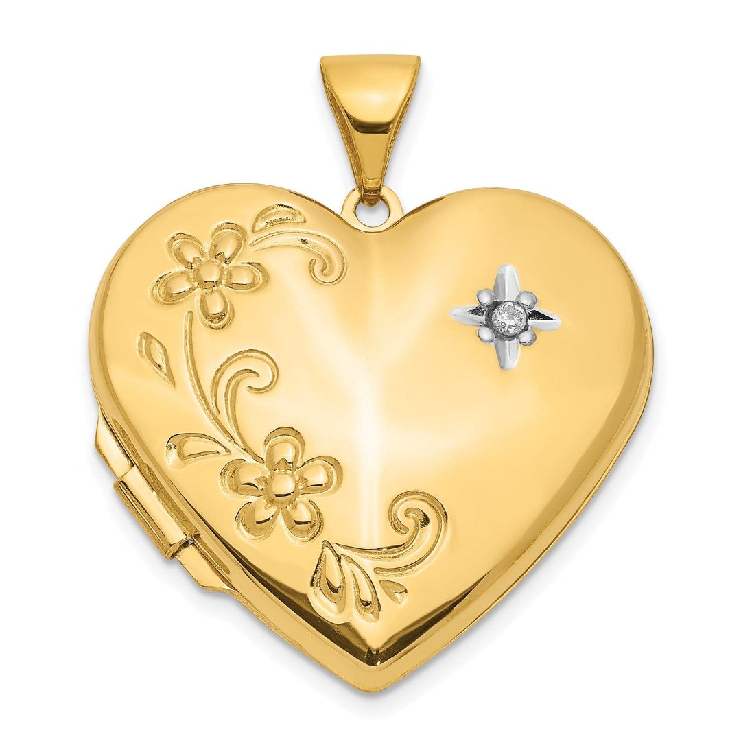Lovely Rita's Pendants & Charms 14k Yellow Gold Diamond Family Heart Locket