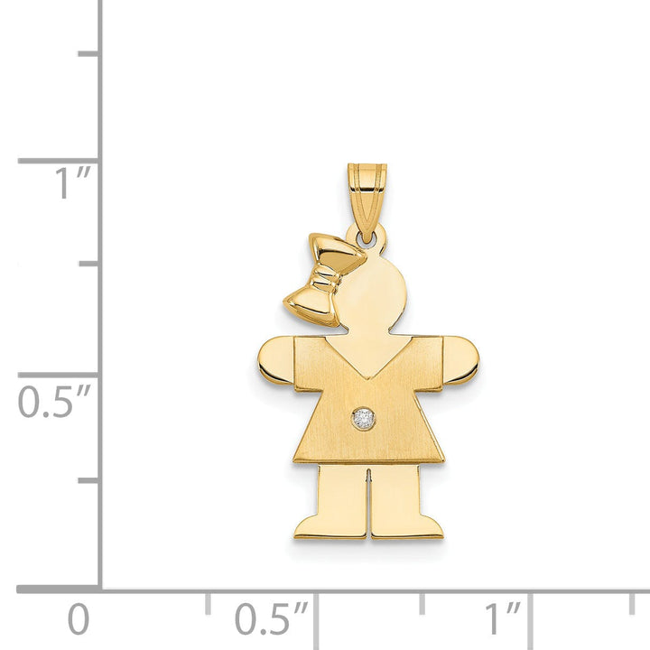 Lovely Rita's Pendants & Charms 14k Yellow Gold Diamond Girl With Bow Hugs Pendant