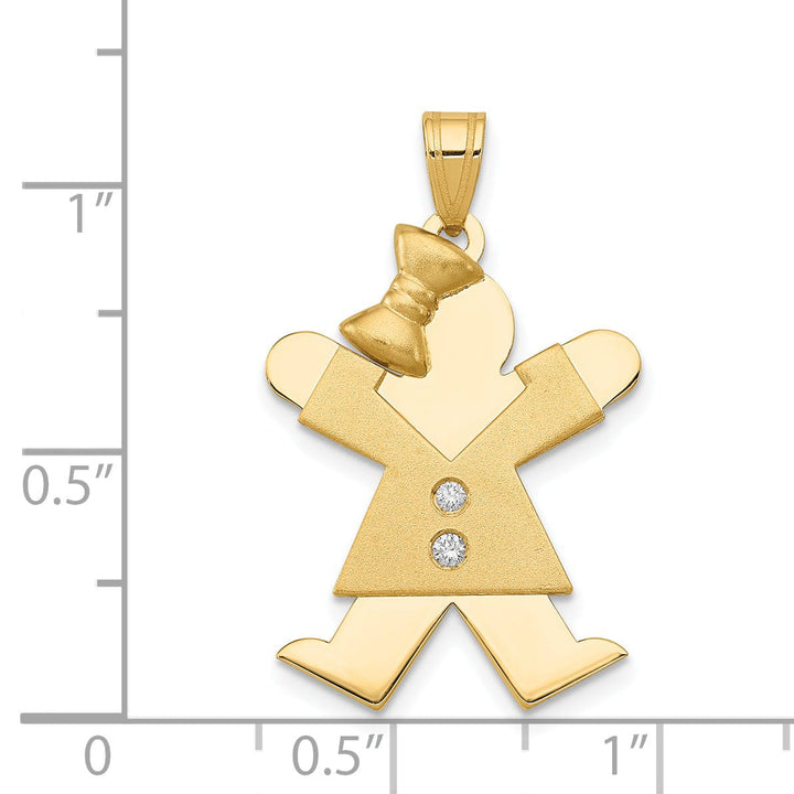 Lovely Rita's Pendants & Charms 14k Yellow Gold Diamond Girl With Bow Joy Pendant