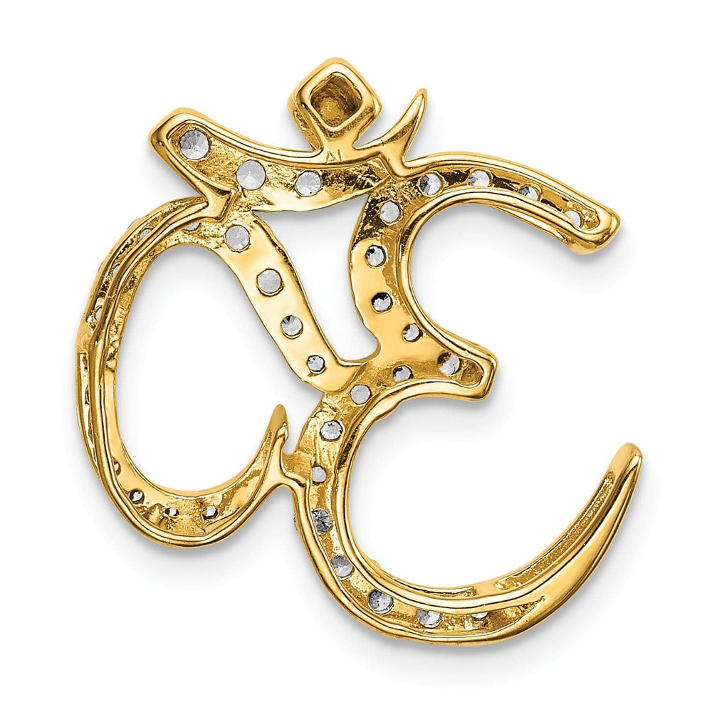 Lovely Rita's Pendants & Charms 14k Yellow Gold Diamond Om Symbol Design Chain Slide Pendant
