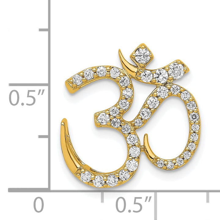 Lovely Rita's Pendants & Charms 14k Yellow Gold Diamond Om Symbol Design Chain Slide Pendant