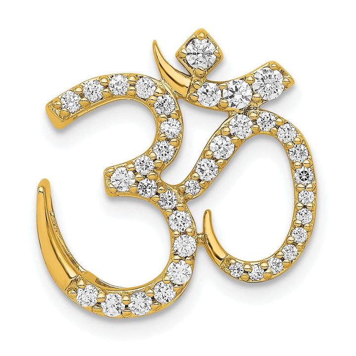 Lovely Rita's Pendants & Charms 14k Yellow Gold Diamond Om Symbol Design Chain Slide Pendant