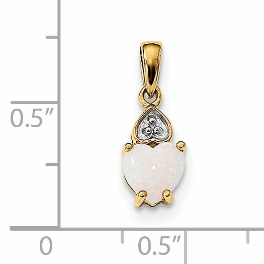 Lovely Rita's Pendants & Charms 14K Yellow Gold Diamond Opal Heart Pendant