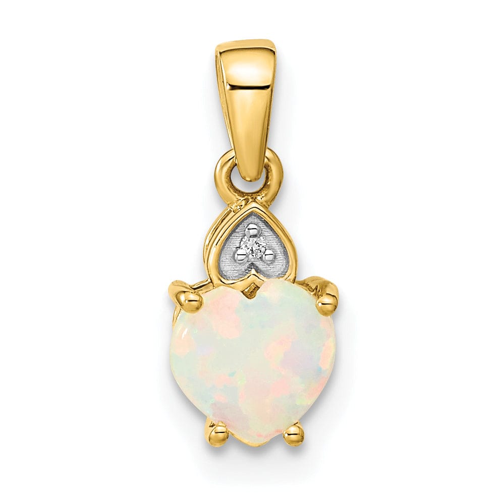 Lovely Rita's Pendants & Charms 14K Yellow Gold Diamond Opal Heart Pendant