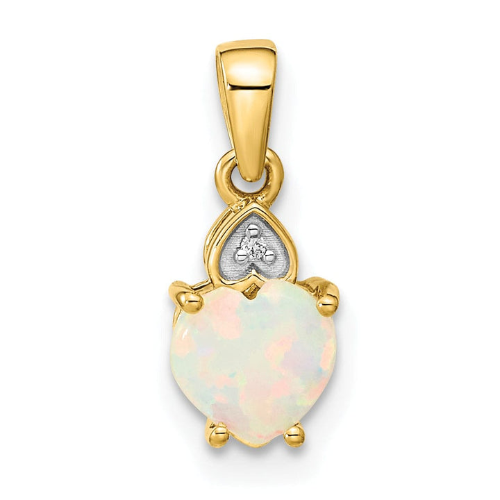 Lovely Rita's Pendants & Charms 14K Yellow Gold Diamond Opal Heart Pendant