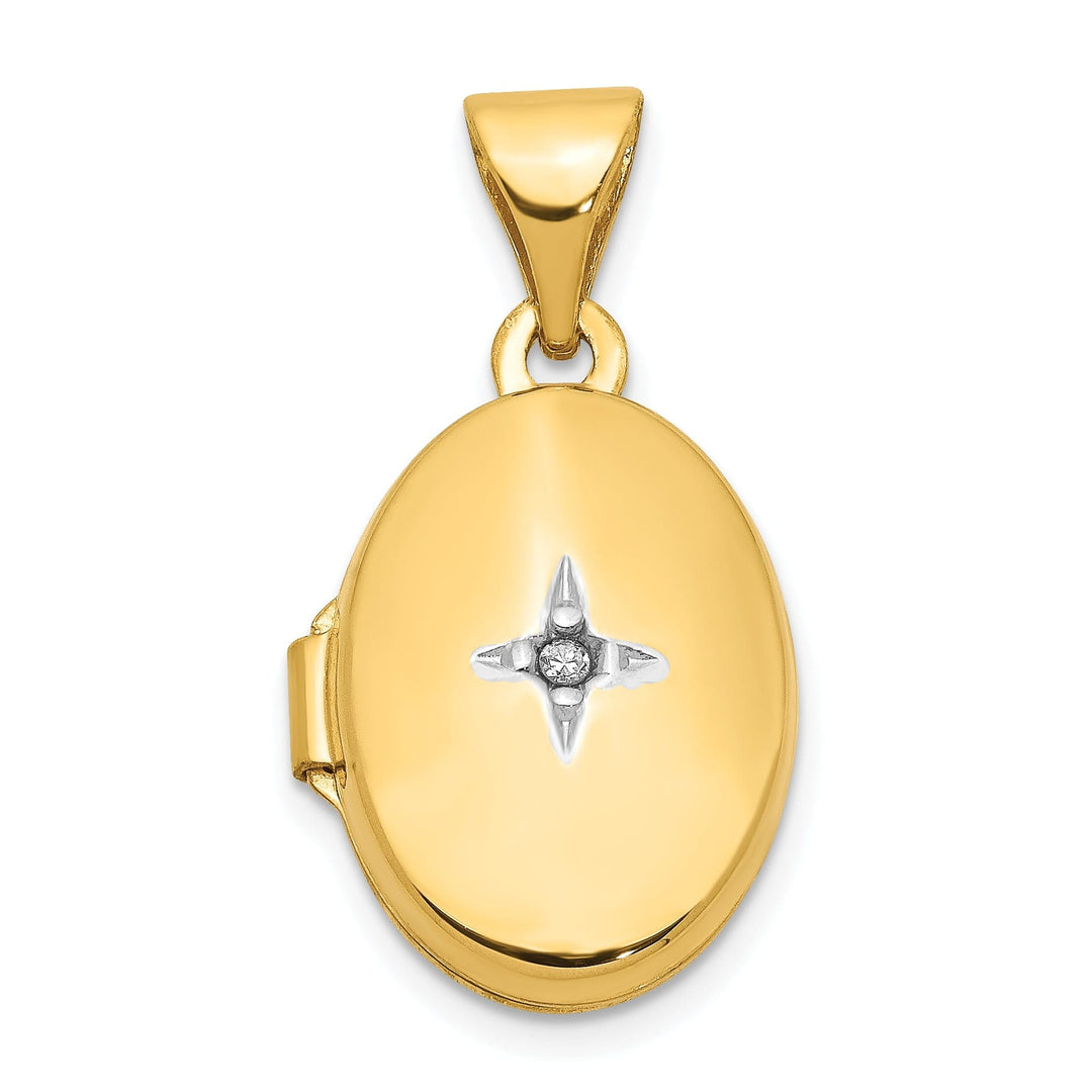 Lovely Rita's Pendants & Charms 14k Yellow Gold Diamond Oval Locket Pendant