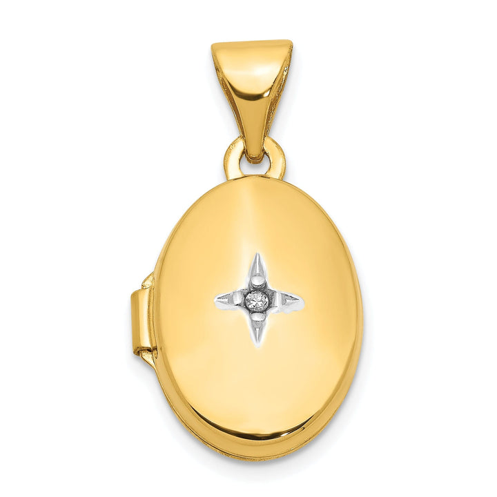 Lovely Rita's Pendants & Charms 14k Yellow Gold Diamond Oval Locket Pendant